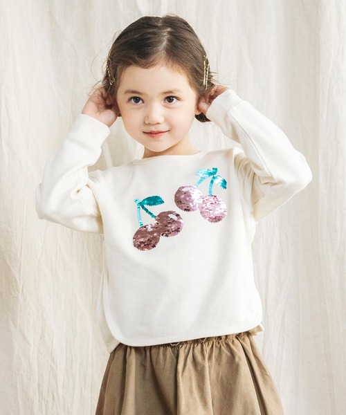 BRANSHES（ブランシェス）の「スパンコール×フルーツモチーフトレーナー（スウェット・キッズ・ネイビー/アイボリー・90/100/110/120/130）」の17枚目の写真