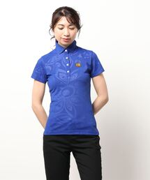 LOUDMOUTH/ラウドマウス ゴルフウェア エンボス柄 吸汗速乾 UVカット ボタンダウン 半袖 ポロシャツ