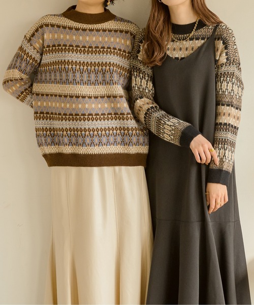 Ambre Neige（アンブルネージュ）の「ノルディックニット／【WEB/EC限定商品】（ニット/セーター・レディース・ブラック/ダークブラウン・FREE）」の13枚目の写真