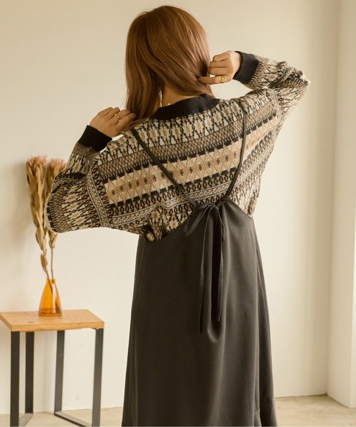 Ambre Neige（アンブルネージュ）の「ノルディックニット／【WEB/EC限定商品】（ニット/セーター・レディース・ブラック/ダークブラウン・FREE）」の3枚目の写真