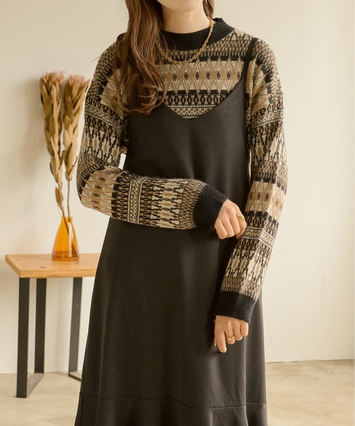 Ambre Neige（アンブルネージュ）の「ノルディックニット／【WEB/EC限定商品】（ニット/セーター・レディース・ブラック/ダークブラウン・FREE）」の6枚目の写真