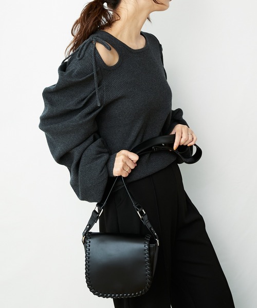 AZUL ENCANTO(アズールエンカント)の「デザインリブニット(ニット/セーター・レディース・ブラック/ダークグレー/杢グレー・FREE)」の14枚目の写真