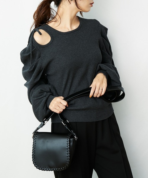 AZUL ENCANTO(アズールエンカント)の「デザインリブニット(ニット/セーター・レディース・ブラック/ダークグレー/杢グレー・FREE)」の5枚目の写真