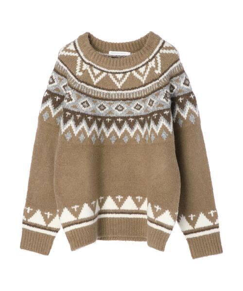 AMERICAN HOLIC(アメリカンホリック)の「求心柄ニットプルオーバー ノルディック柄(ニット/セーター・レディース・モカ/アイボリー・M/L)」の7枚目の写真