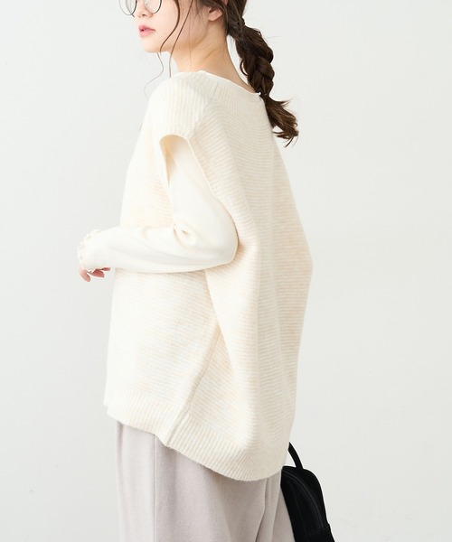 PUAL CE CIN（ピュアルセシン）の「【Du noir】ガーター編みニットベスト（ベスト・レディース・ブラック/グリーン/ナチュラル・FREE）」の10枚目の写真