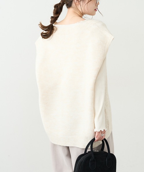 PUAL CE CIN（ピュアルセシン）の「【Du noir】ガーター編みニットベスト（ベスト・レディース・ブラック/グリーン/ナチュラル・FREE）」の16枚目の写真