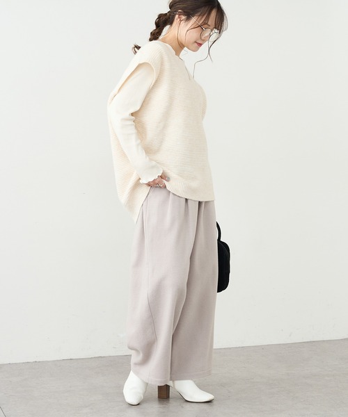 PUAL CE CIN（ピュアルセシン）の「【Du noir】ガーター編みニットベスト（ベスト・レディース・ブラック/グリーン/ナチュラル・FREE）」の12枚目の写真