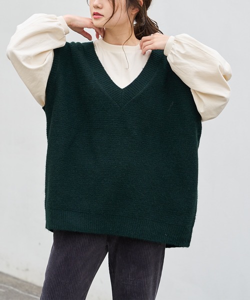 PUAL CE CIN（ピュアルセシン）の「【Du noir】ガーター編みニットベスト（ベスト・レディース・ブラック/グリーン/ナチュラル・FREE）」の18枚目の写真