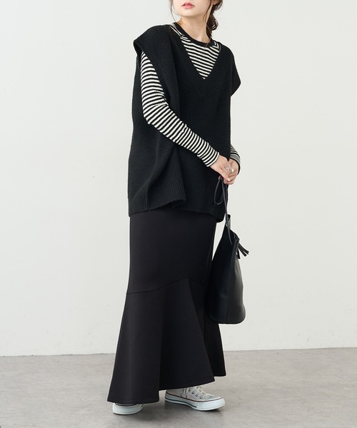 PUAL CE CIN（ピュアルセシン）の「【Du noir】ガーター編みニットベスト（ベスト・レディース・ブラック/グリーン/ナチュラル・FREE）」の7枚目の写真