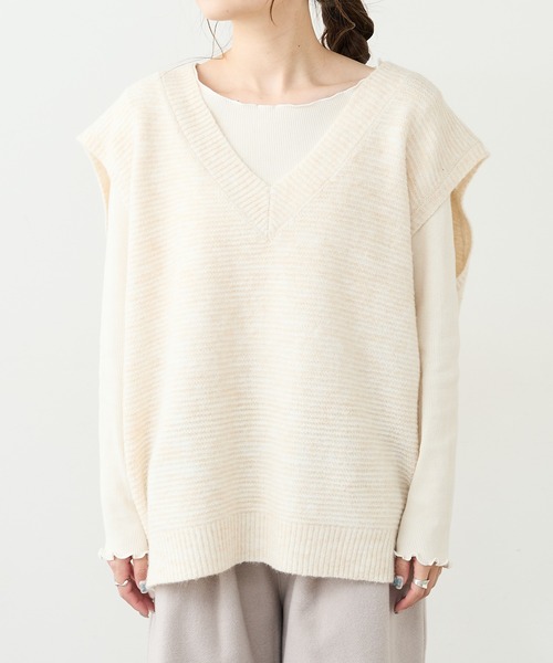 PUAL CE CIN（ピュアルセシン）の「【Du noir】ガーター編みニットベスト（ベスト・レディース・ブラック/グリーン/ナチュラル・FREE）」の17枚目の写真