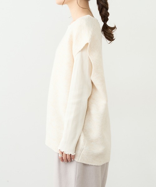 PUAL CE CIN（ピュアルセシン）の「【Du noir】ガーター編みニットベスト（ベスト・レディース・ブラック/グリーン/ナチュラル・FREE）」の13枚目の写真