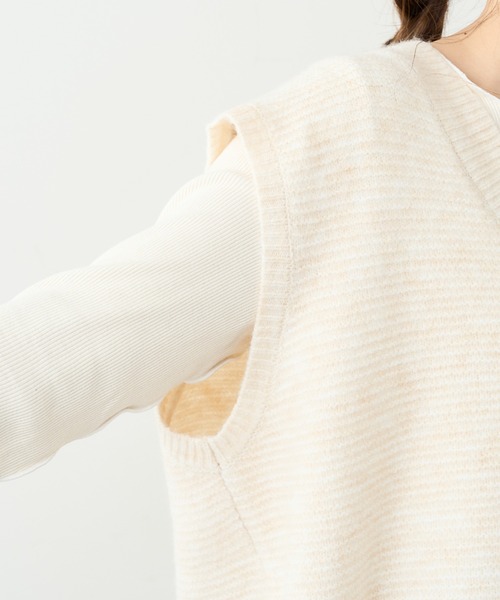 PUAL CE CIN（ピュアルセシン）の「【Du noir】ガーター編みニットベスト（ベスト・レディース・ブラック/グリーン/ナチュラル・FREE）」の15枚目の写真