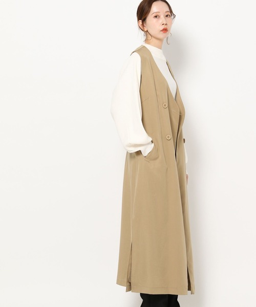 mysty woman（ミスティウーマン）の「3通りの着こなしを楽しめてお得♪　2Pセットトレンチコート 263017（トレンチコート・レディース・ブラック/ベージュ/ライトベージュ・FREE）」の16枚目の写真