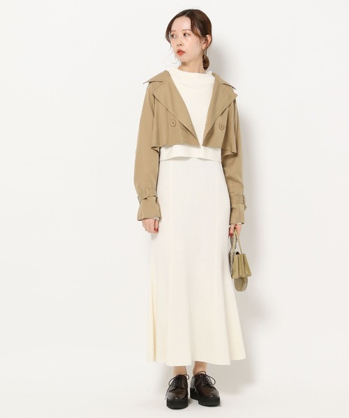 mysty woman（ミスティウーマン）の「3通りの着こなしを楽しめてお得♪　2Pセットトレンチコート 263017（トレンチコート・レディース・ブラック/ベージュ/ライトベージュ・FREE）」の11枚目の写真