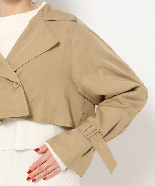 mysty woman（ミスティウーマン）の「3通りの着こなしを楽しめてお得♪　2Pセットトレンチコート 263017（トレンチコート・レディース・ブラック/ベージュ/ライトベージュ・FREE）」の8枚目の写真