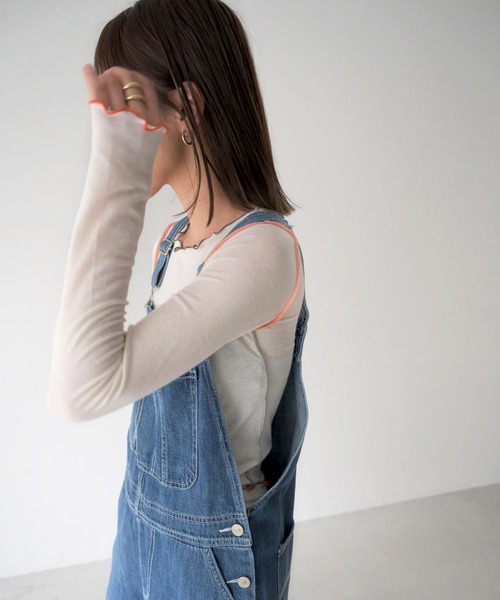 CANAL JEAN(キャナルジーン)の「RED CHOP WORKS(レッドチョップワークス) メローカラーステッチロングTシャツ(Tシャツ/カットソー・レディース・オレンジ/グリーン・38)」の9枚目の写真