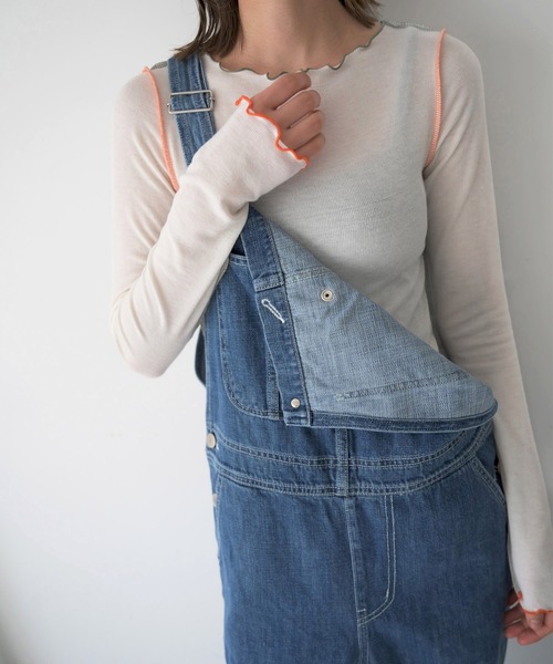 CANAL JEAN(キャナルジーン)の「RED CHOP WORKS(レッドチョップワークス) メローカラーステッチロングTシャツ(Tシャツ/カットソー・レディース・オレンジ/グリーン・38)」の8枚目の写真