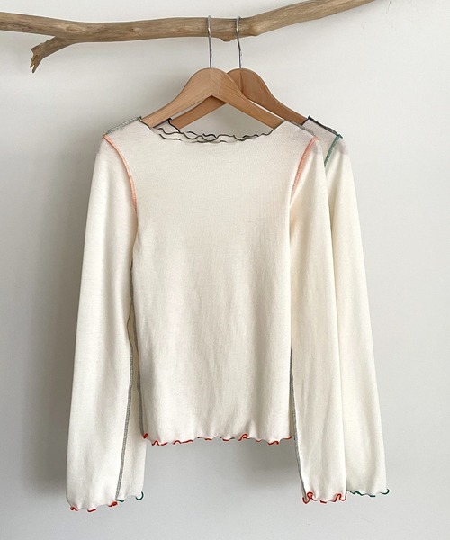 CANAL JEAN(キャナルジーン)の「RED CHOP WORKS(レッドチョップワークス) メローカラーステッチロングTシャツ(Tシャツ/カットソー・レディース・オレンジ/グリーン・38)」の13枚目の写真