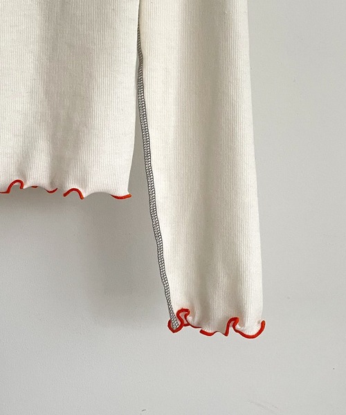 CANAL JEAN(キャナルジーン)の「RED CHOP WORKS(レッドチョップワークス) メローカラーステッチロングTシャツ(Tシャツ/カットソー・レディース・オレンジ/グリーン・38)」の15枚目の写真