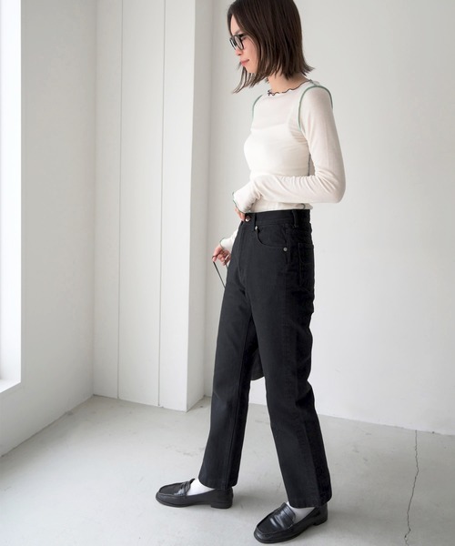 CANAL JEAN(キャナルジーン)の「RED CHOP WORKS(レッドチョップワークス) メローカラーステッチロングTシャツ(Tシャツ/カットソー・レディース・オレンジ/グリーン・38)」の5枚目の写真