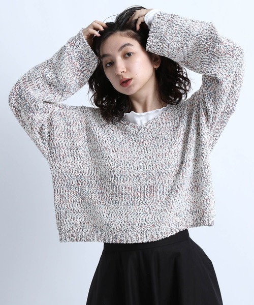 eL（エル）の「【eL】3G Colorful Nep Pullover/264753（ニット/セーター・レディース・ホワイト系その他/ホワイト×ブラック/パープル系その他・FREE）」の2枚目の写真