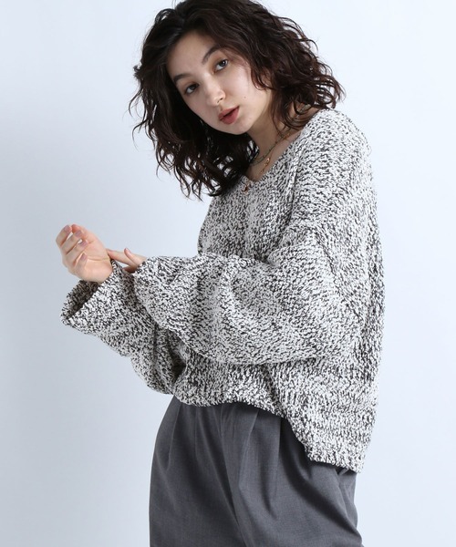 eL（エル）の「【eL】3G Colorful Nep Pullover/264753（ニット/セーター・レディース・ホワイト系その他/ホワイト×ブラック/パープル系その他・FREE）」の4枚目の写真