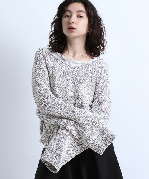 eL（エル）の「【eL】3G Colorful Nep Pullover/264753（ニット/セーター・レディース・ホワイト系その他/ホワイト×ブラック/パープル系その他・FREE）」の9枚目の写真