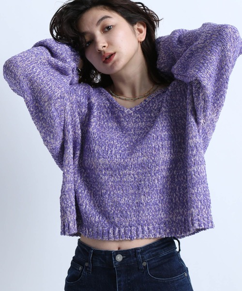 eL（エル）の「【eL】3G Colorful Nep Pullover/264753（ニット/セーター・レディース・ホワイト系その他/ホワイト×ブラック/パープル系その他・FREE）」の10枚目の写真