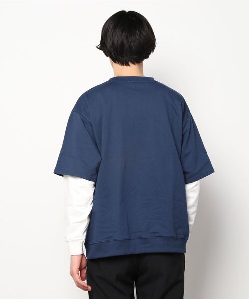 SUGGESTION（サジェッション）の「韓国風 ブルックリンフェイクレイヤードビッグトレーナー（スウェット・メンズ・アッシュグレー/ブラック/ネイビー/グリーン・M/L）」の6枚目の写真