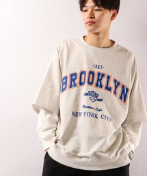 韓国風 ブルックリンフェイクレイヤードビッグトレーナー