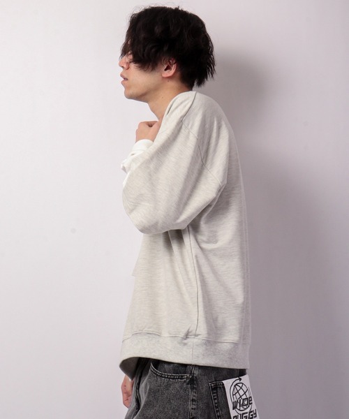SUGGESTION（サジェッション）の「韓国風 ブルックリンフェイクレイヤードビッグトレーナー（スウェット・メンズ・アッシュグレー/ブラック/ネイビー/グリーン・M/L）」の16枚目の写真