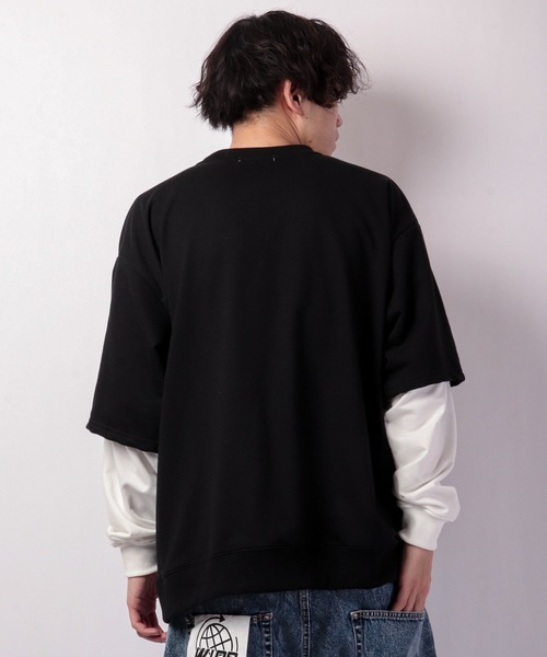 SUGGESTION（サジェッション）の「韓国風 ブルックリンフェイクレイヤードビッグトレーナー（スウェット・メンズ・アッシュグレー/ブラック/ネイビー/グリーン・M/L）」の11枚目の写真