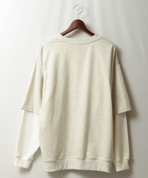 SUGGESTION（サジェッション）の「韓国風 ブルックリンフェイクレイヤードビッグトレーナー（スウェット・メンズ・アッシュグレー/ブラック/ネイビー/グリーン・M/L）」の14枚目の写真