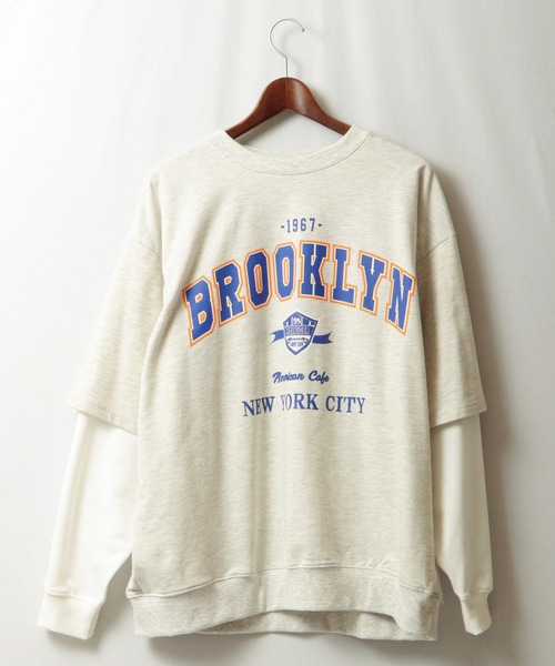 SUGGESTION（サジェッション）の「韓国風 ブルックリンフェイクレイヤードビッグトレーナー（スウェット・メンズ・アッシュグレー/ブラック/ネイビー/グリーン・M/L）」の13枚目の写真