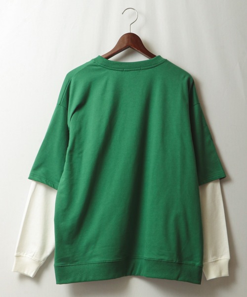 SUGGESTION（サジェッション）の「韓国風 ブルックリンフェイクレイヤードビッグトレーナー（スウェット・メンズ・アッシュグレー/ブラック/ネイビー/グリーン・M/L）」の19枚目の写真