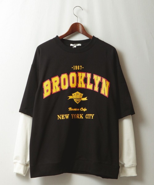 SUGGESTION（サジェッション）の「韓国風 ブルックリンフェイクレイヤードビッグトレーナー（スウェット・メンズ・アッシュグレー/ブラック/ネイビー/グリーン・M/L）」の7枚目の写真