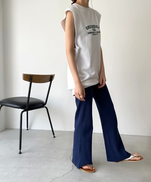 CANAL JEAN（キャナルジーン）の「RED CHOP WORKS(レッドチョップワークス) NEWリブストレッチパンツ（その他パンツ・レディース・ブラック/パープル/イエロー/オレンジ/ヘザーグレー/アイボリー/レッド/ネイビー・38/36）」の5枚目の写真