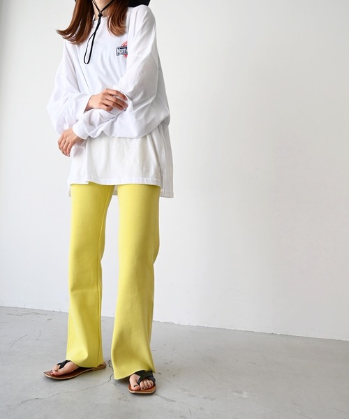 CANAL JEAN（キャナルジーン）の「RED CHOP WORKS(レッドチョップワークス) NEWリブストレッチパンツ（その他パンツ・レディース・ブラック/パープル/イエロー/オレンジ/ヘザーグレー/アイボリー/レッド/ネイビー・38/36）」の6枚目の写真