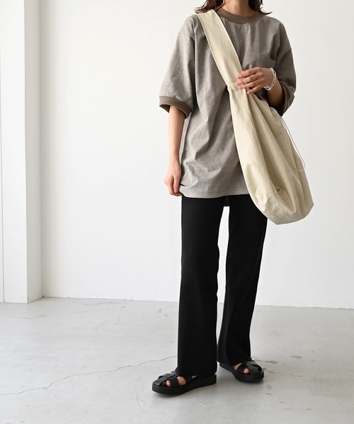 CANAL JEAN（キャナルジーン）の「RED CHOP WORKS(レッドチョップワークス) NEWリブストレッチパンツ（その他パンツ・レディース・ブラック/パープル/イエロー/オレンジ/ヘザーグレー/アイボリー/レッド/ネイビー・38/36）」の9枚目の写真