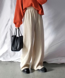 me+em select | 楊柳ベロアハイウエストストレートワイドパンツ(その他パンツ)