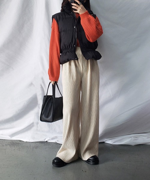 me+em select（ミームセレクト）の「楊柳ベロアハイウエストストレートワイドパンツ（その他パンツ・レディース・ブラック/ブラウン/グレー/アイボリー・MEDIUM/LARGE）」の17枚目の写真