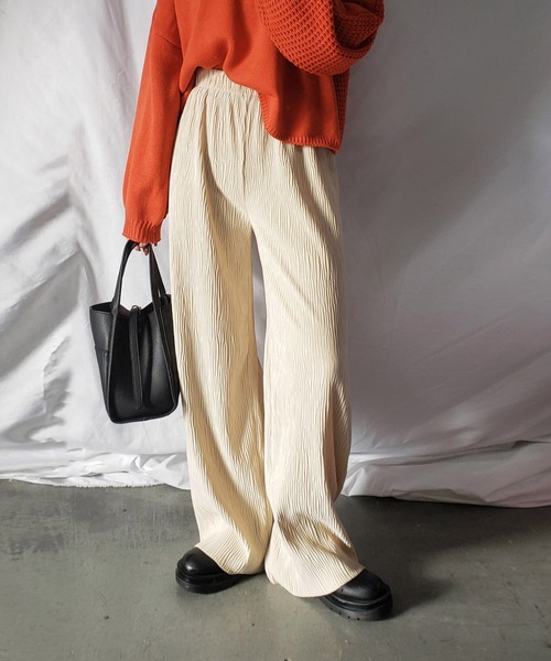 me+em select（ミームセレクト）の「楊柳ベロアハイウエストストレートワイドパンツ（その他パンツ・レディース・ブラック/ブラウン/グレー/アイボリー・MEDIUM/LARGE）」の14枚目の写真
