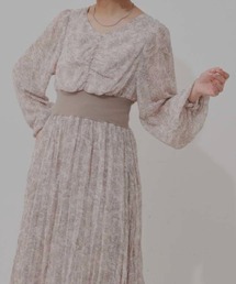 シアーリーフフラワーワンピース