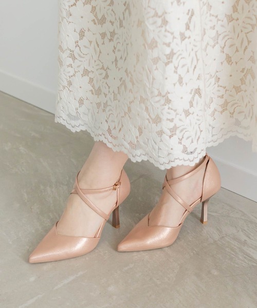 RANDA(ランダ)の「ソフト クロスストラップセパレートパンプス(パンプス・レディース・ブラック/イエロー/ブルー/アイボリー/グレイッシュベージュ/ミント/ピンク/ブラウン/ピンク系その他・LL/S/M/L/SS)」の9枚目の写真