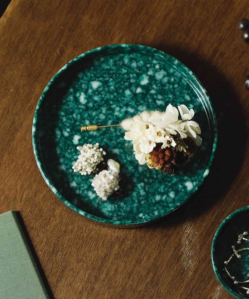 HIGHTIDE（ハイタイド）の「Marbled Melamine Tray マーブル メラミン サークルデスクトレイ トレー（収納グッズ・レディース・アイボリー/グレー/ブラック/ネイビー/ダークグリーン/マスタード・FREE）」の10枚目の写真