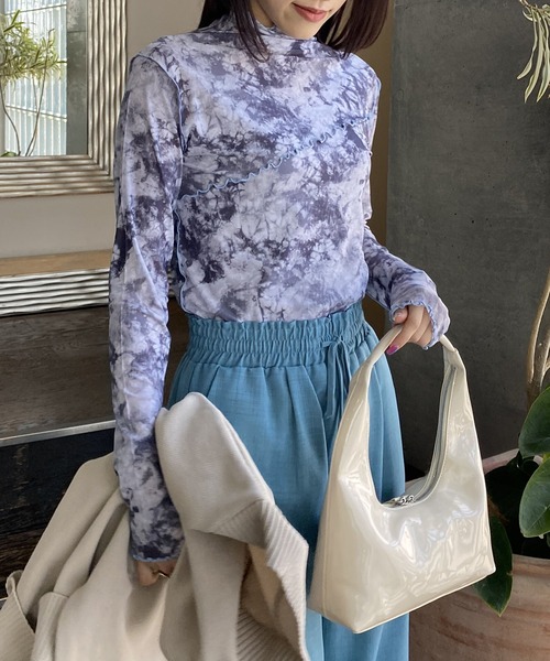 AS KNOW AS PINKY（アズノゥアズピンキー）の「染まるメロウメッシュプルオーバー（Tシャツ/カットソー・レディース・グレー/ブルー/ピンク・FREE）」の2枚目の写真