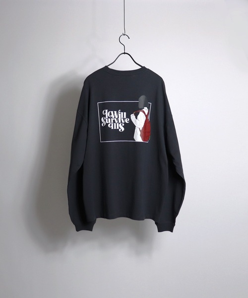 ILL'S（イルズ）の「ILL'S / イルズ BACKPACK GIRL プリントビッグシルエットロンT（Tシャツ/カットソー・メンズ・ホワイト/チャコールグレー/ネイビー・M/L）」の5枚目の写真