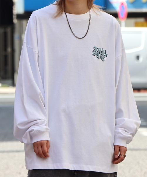 ILL'S（イルズ）の「ILL'S / イルズ BACKPACK GIRL プリントビッグシルエットロンT（Tシャツ/カットソー・メンズ・ホワイト/チャコールグレー/ネイビー・M/L）」の12枚目の写真