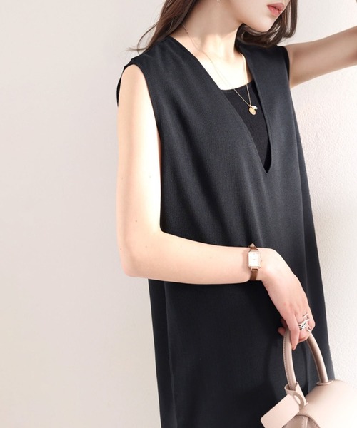 classicalelf（クラシカルエルフ）の「大人のリラクシーStyle。Vネックマキシ丈ジャンパースカート（ジャンパースカート・レディース・ブラック/ベージュ・SMALL/MEDIUM/LARGE/X-LARGE）」の12枚目の写真