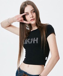 KIRSH | KIRSH GLITTERING LOGO T-SHIRTS KS/ ラインストーングリッターロゴクロップド丈 半袖Tシャツ(Tシャツ/カットソー)